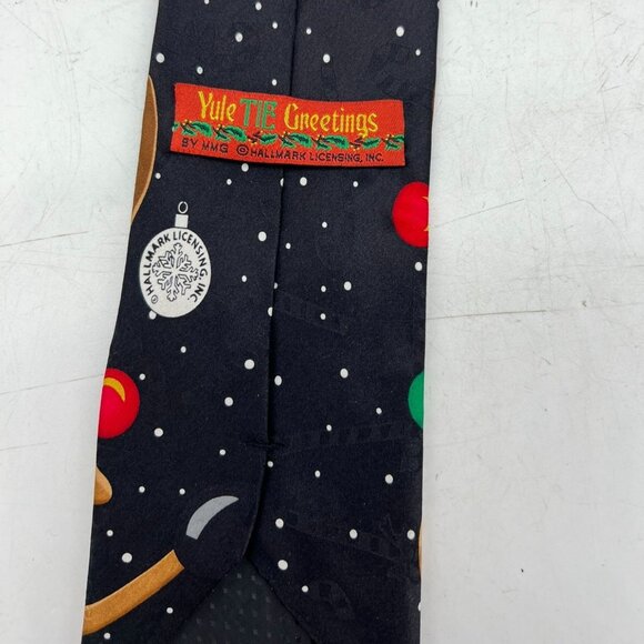 Hallmark Yule Tie Greetings Christmas Reindeer Silk Necktie Holiday Mens Classic - Picture 2 of 5